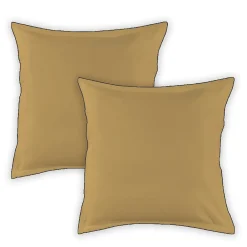Future Home Lot de 2 taies d'oreiller unies en coton finition bourdon 65x65cm* Taie D'Oreiller