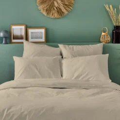 Bleu Calin Lot de 2 Taies d'oreiller unies 65x65cm PERCALE LIN* Taie D'Oreiller