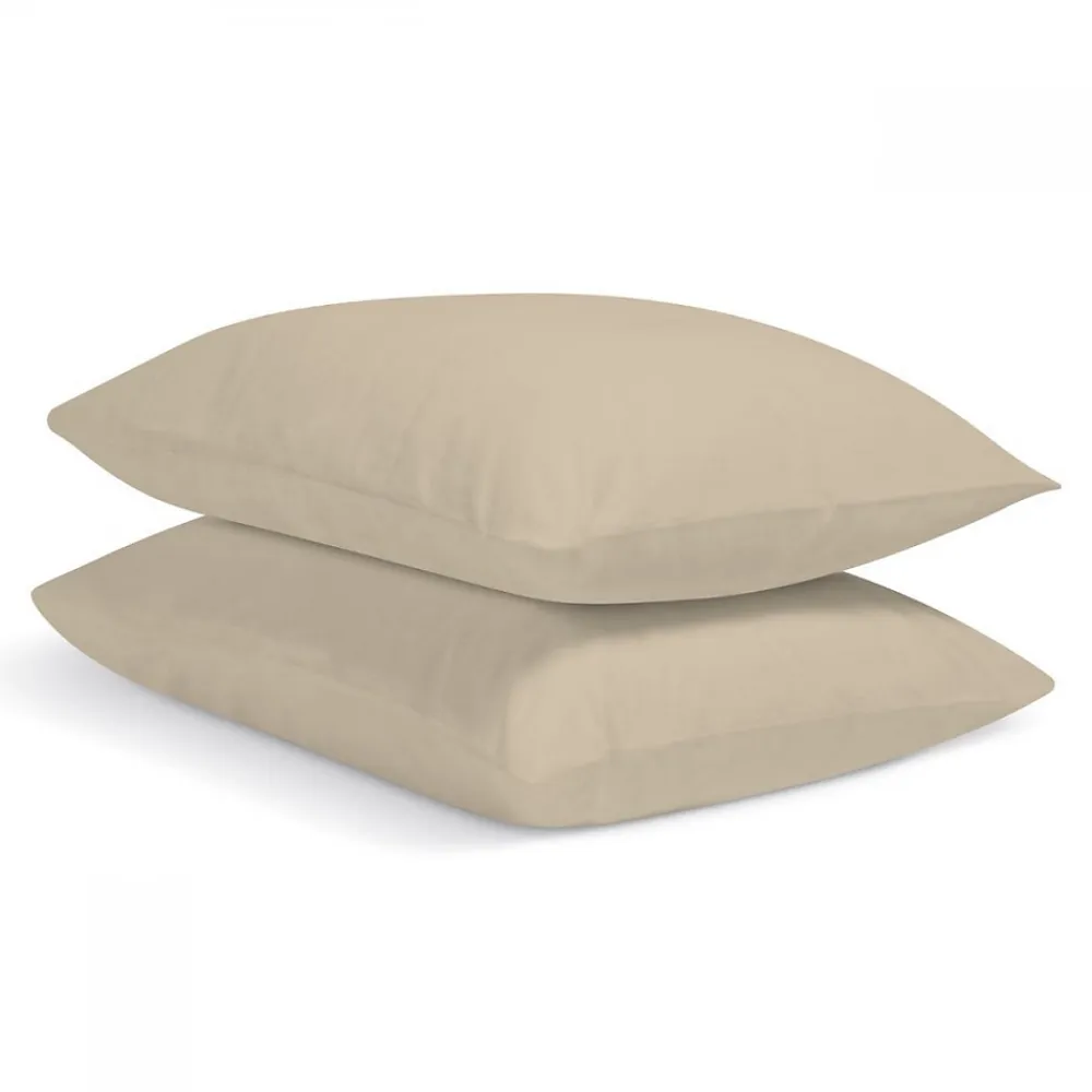 Bleu Calin Lot de 2 Taies d'oreiller unies 65x65cm PERCALE LIN* Taie D'Oreiller