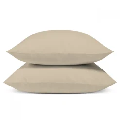 Bleu Calin Lot de 2 Taies d'oreiller unies 65x65cm PERCALE LIN* Taie D'Oreiller