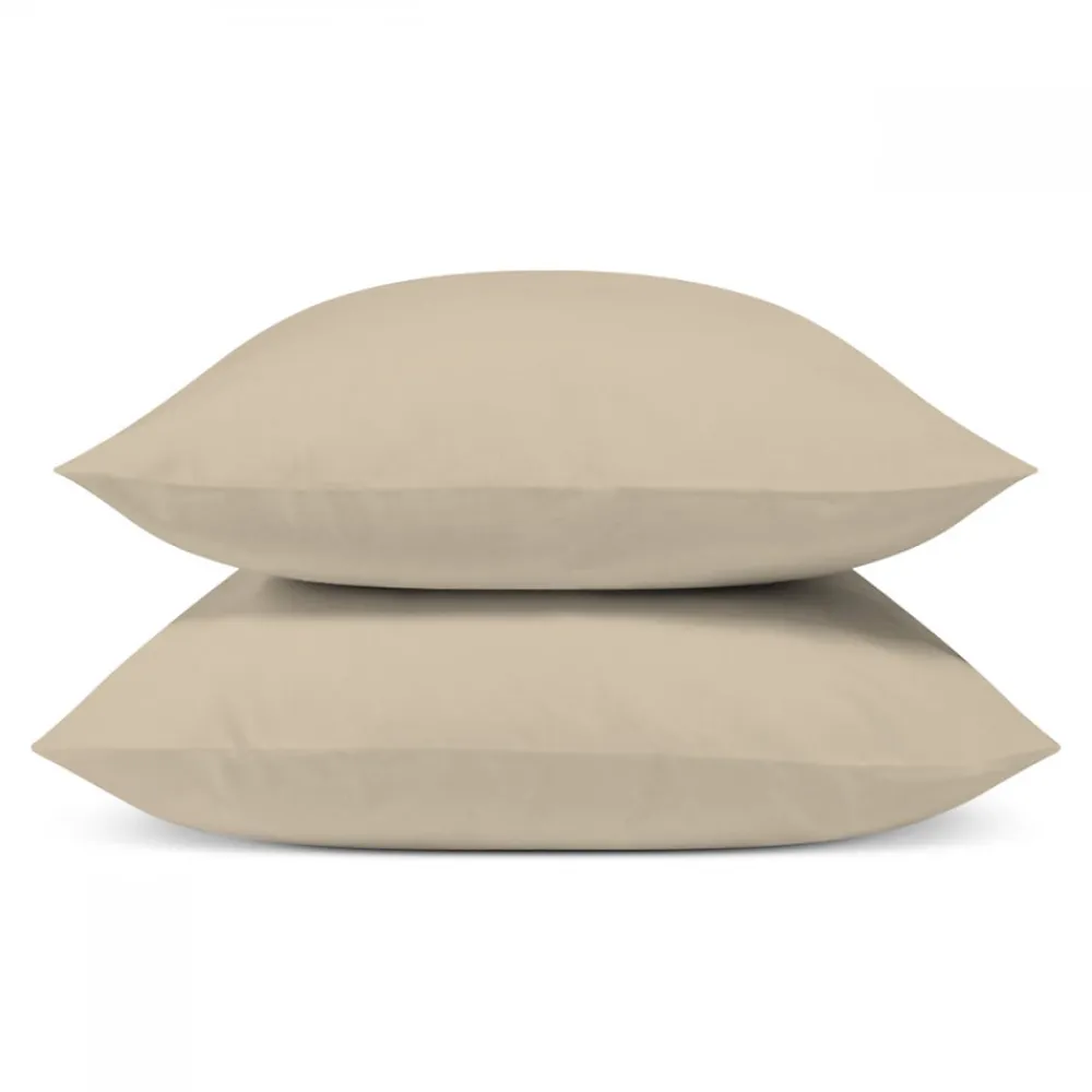 Bleu Calin Lot de 2 Taies d'oreiller unies 65x65cm PERCALE LIN* Taie D'Oreiller