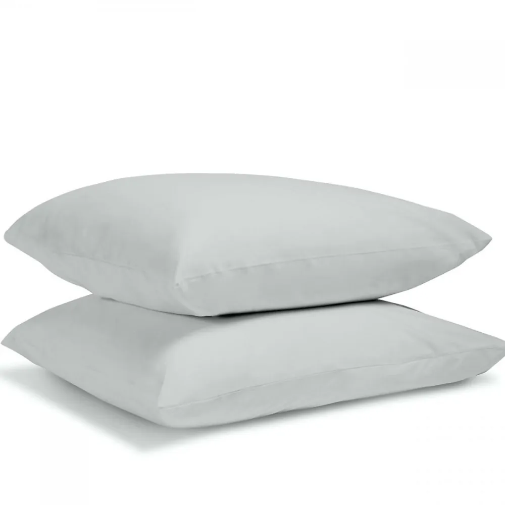 Lot de 2 Taies d'oreiller unies 50x75cm PERCALE GRIS CLAIR>Bleu Calin Best
