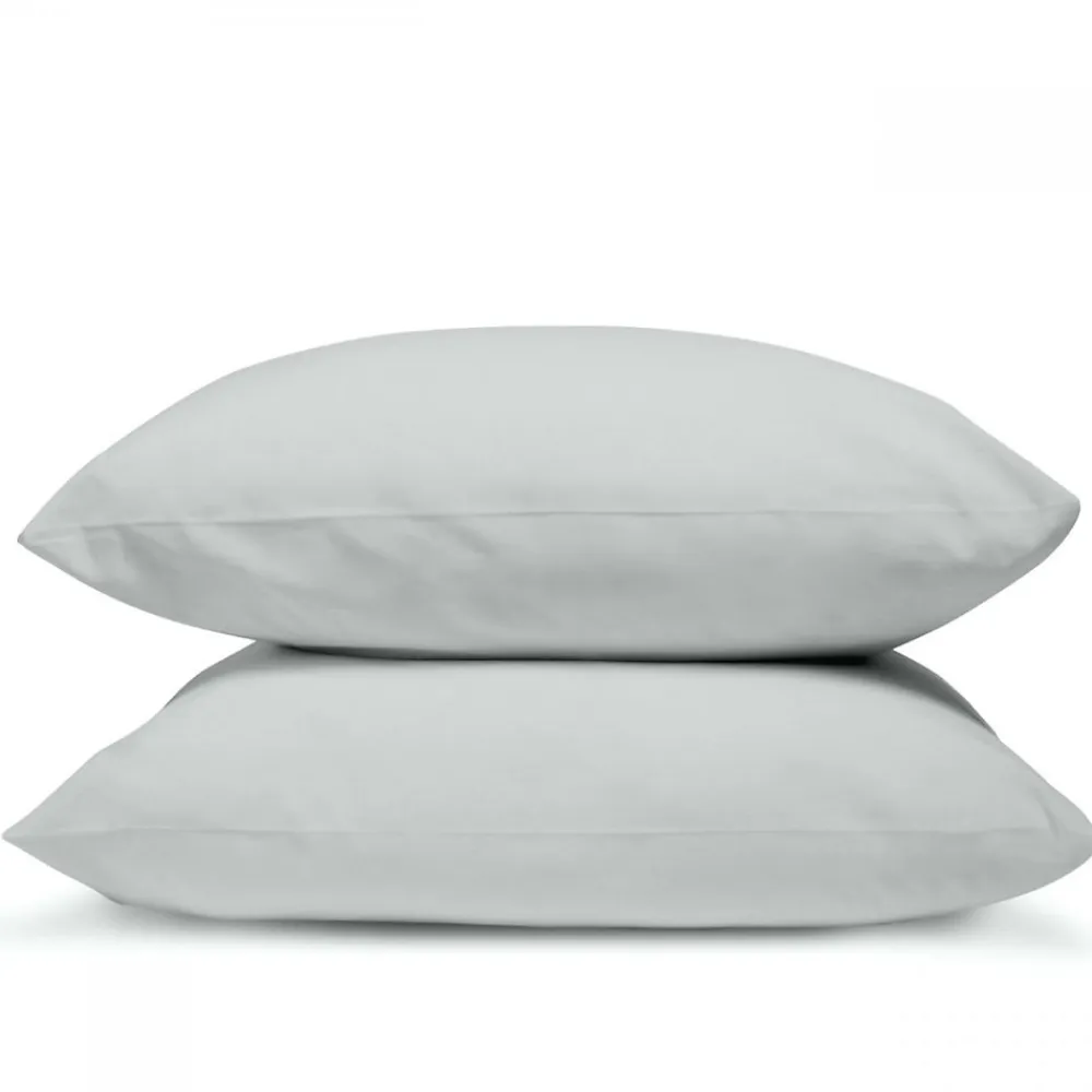 Lot de 2 Taies d'oreiller unies 50x75cm PERCALE GRIS CLAIR>Bleu Calin Best