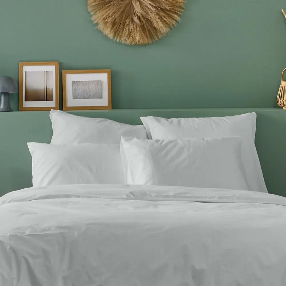 Lot de 2 Taies d'oreiller unies 50x75cm PERCALE GRIS CLAIR>Bleu Calin Best