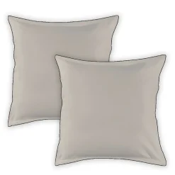 Lot de 2 taies d'oreiller unies en coton finition bourdon 65x65cm>Future Home Clearance