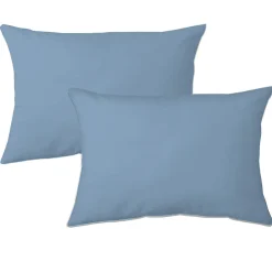 Lot de 2 taies d'oreiller 50x70 cm polyester microfibre LAGO bleu jean>Linnea Sale