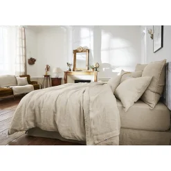 Meubletmoi Lot de 2 taies d'oreillers 50 x 70 cm en lin lavé sable - LUISA* Taie D'Oreiller