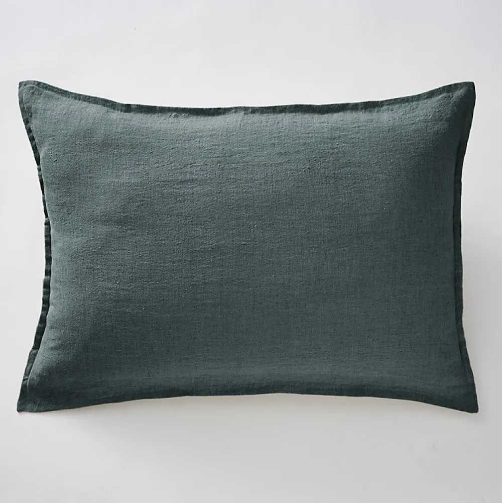 Meubletmoi Lot de 2 taies d'oreillers 50 x 70 cm en lin lavé bleu - LUISA* Taie D'Oreiller