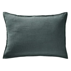 Meubletmoi Lot de 2 taies d'oreillers 50 x 70 cm en lin lavé bleu - LUISA* Taie D'Oreiller