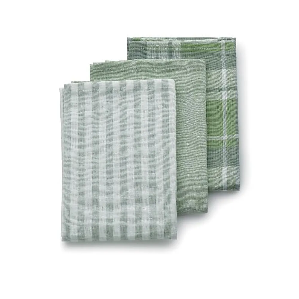 Lot de 3 torchons de cuisine Pasado vert olive>Kela New