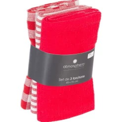Atmosphera Créateur D'Intérieur Lot de 3 torchons en coton 45x70 - Taupe- Atmosphera* Boutis, Couvre-Lit, Édredon