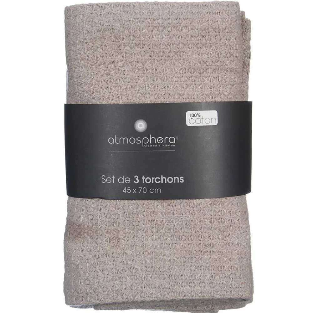 Lot de 3 torchons en coton 45x70 - Rouge- Atmosphera>Atmosphera Créateur D'Intérieur Outlet