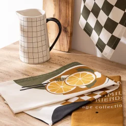 Lot de 3 torchons Helu jaune ocre - Atmosphera><noscript><img width=