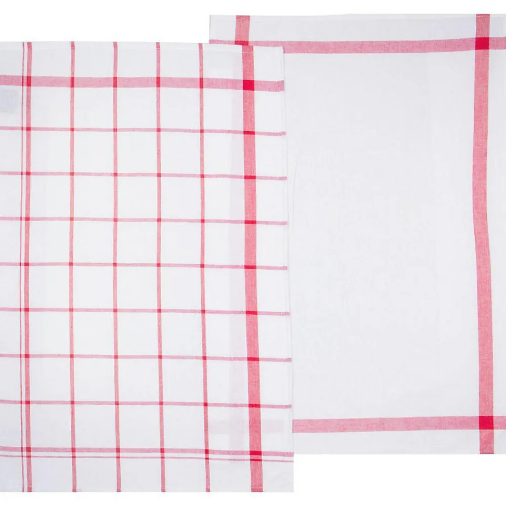 Lot de 2 torchons imprimés - coton - rouge et blanc - 45x70 cm - Atmosphera>Atmosphera Créateur D'Intérieur Discount