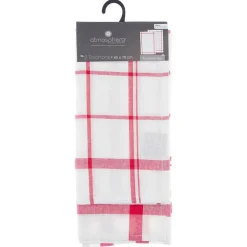Lot de 2 torchons imprimés - coton - rouge et blanc - 45x70 cm - Atmosphera><noscript><img width=