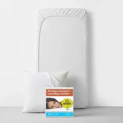 Sweetnight Lot Protège-Matelas 90x190 + 1 Protège-Oreiller 65x65 - Bouclette Éponge Coton Absorbante* Protège Matelas
