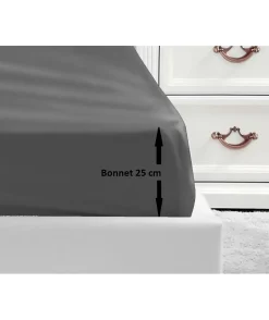 Drap Housse 100% coton 160x200x25 cm - Gris foncé>Lovely Home Outlet