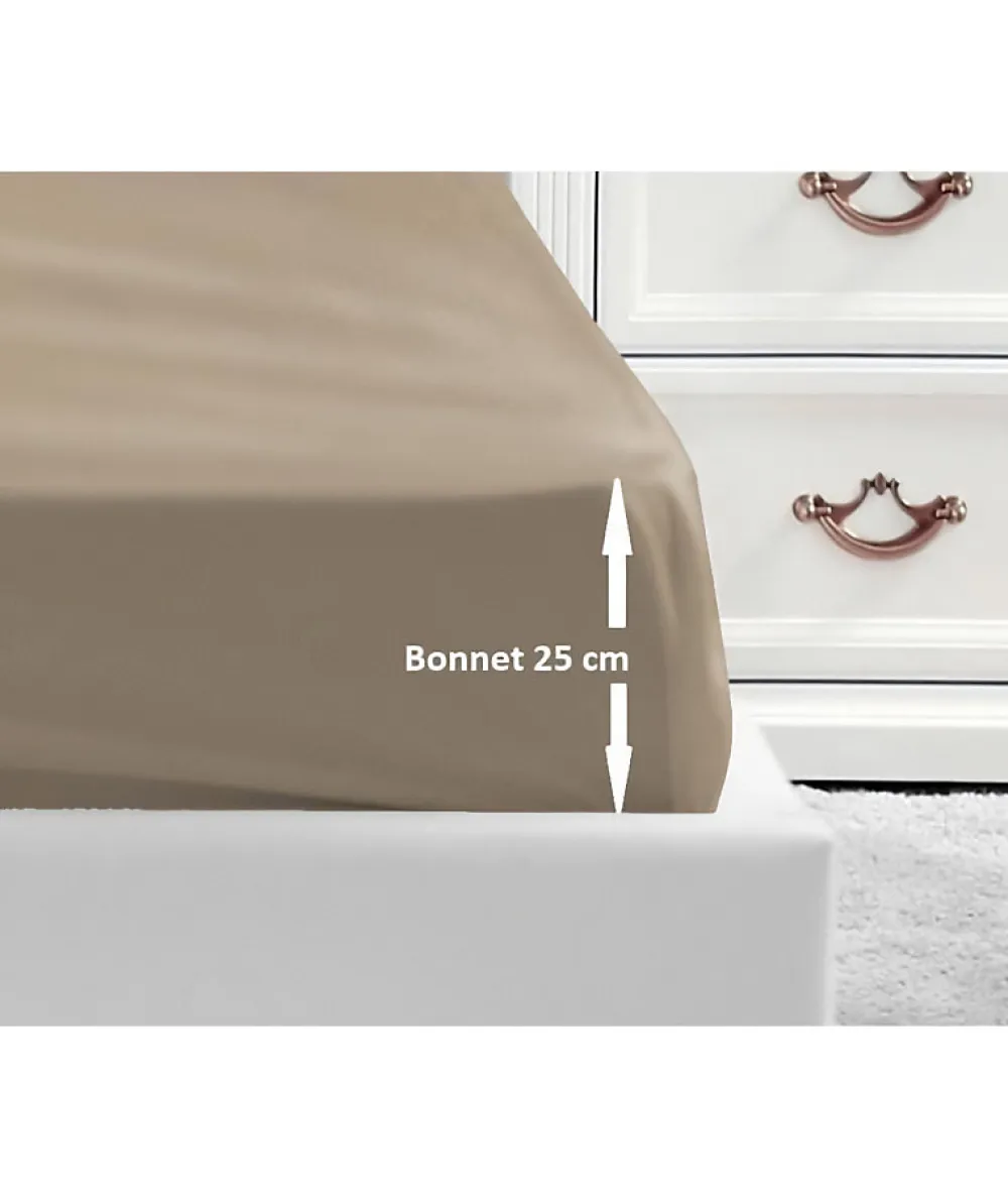 Drap Housse 100% coton 90x190x25 cm beige>Lovely Home Clearance
