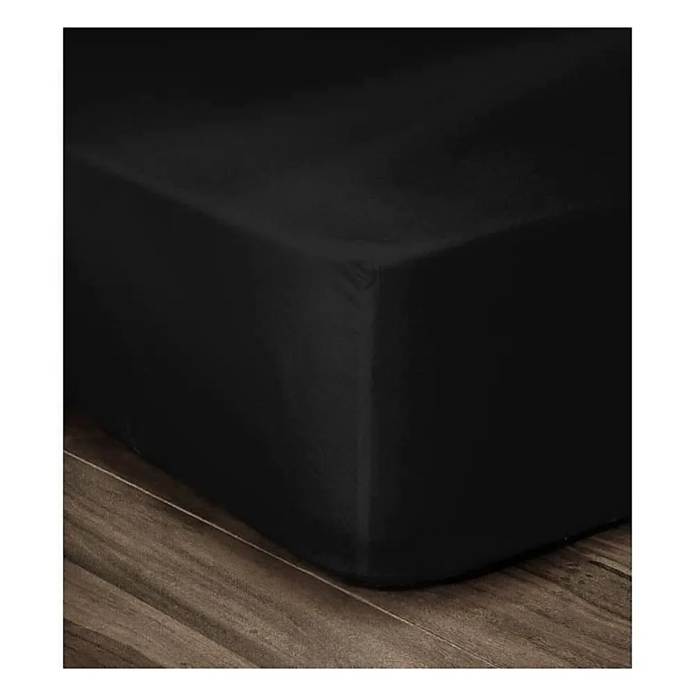 Drap Housse 100% Coton 160x200cm - Bonnet 35cm - Noir>Lovely Home Clearance