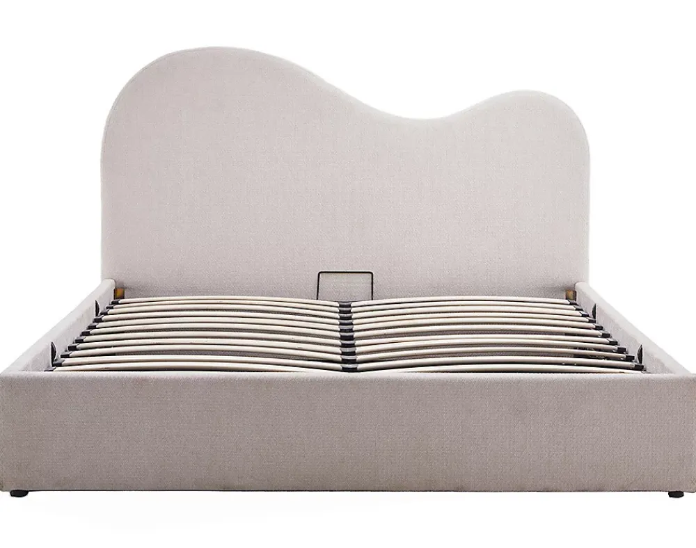 Best Mobilier Lucas - lit coffre - 160x200 cm - en velours texturé -* Lit Coffre