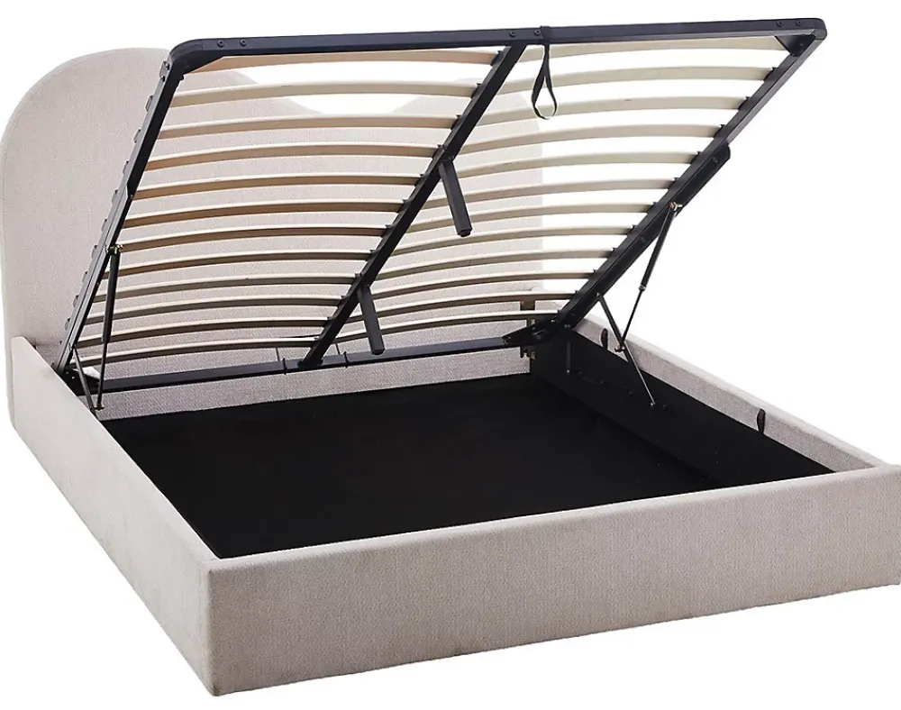 Best Mobilier Lucas - lit coffre - 160x200 cm - en velours texturé -* Lit Coffre