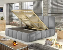 Best Mobilier Lucea - lit coffre - 160x200 - sommier inclus - en velours -* Lit Coffre