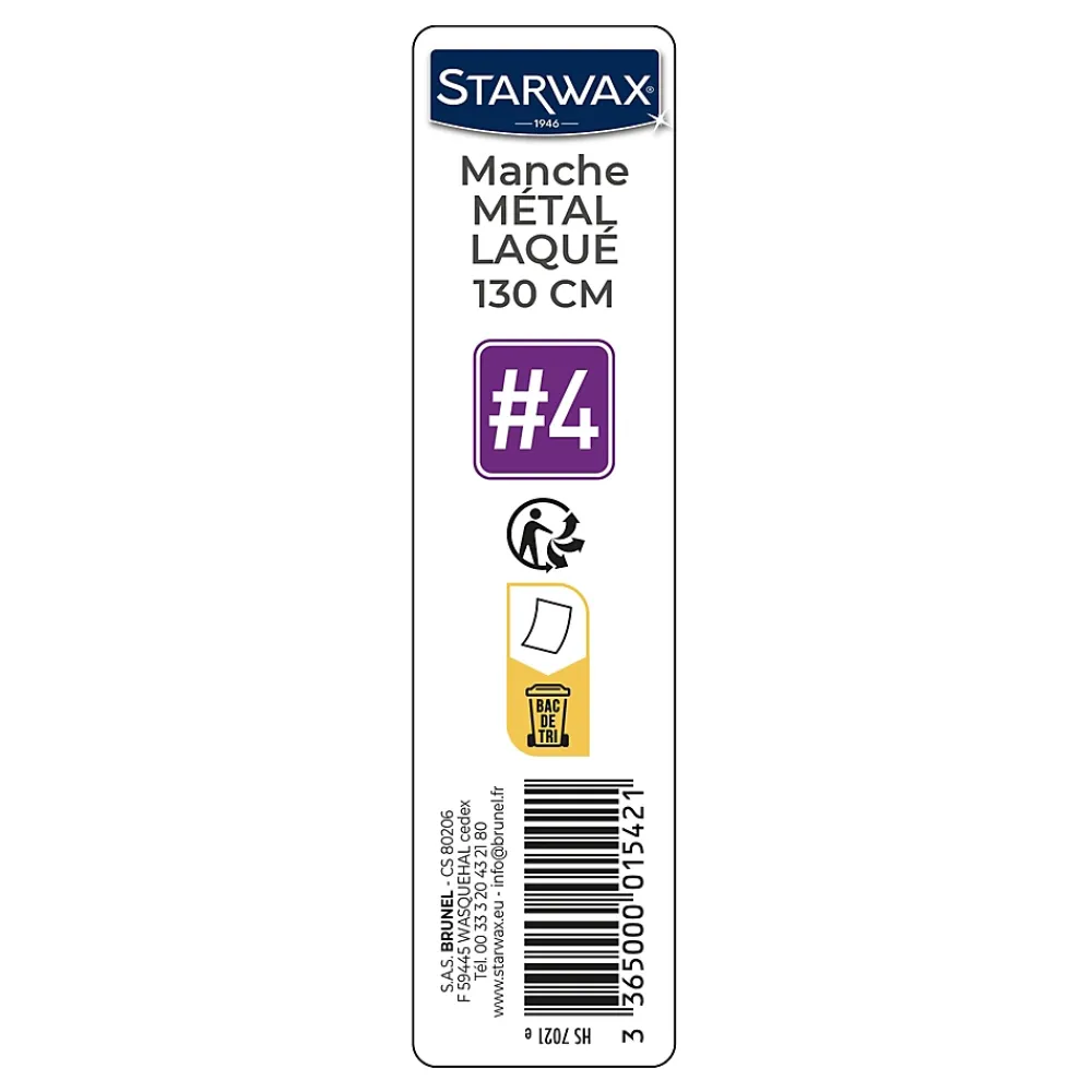 Starwax Manche à balai en métal laqué 1,30m N4* Balai Et Tête De Balai