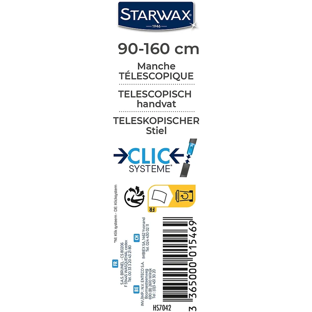 Starwax Manche télescopique clic-système 90-160cm* Balai Et Tête De Balai