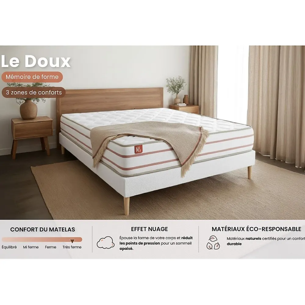 Marmottes & Co Matelas Mémoire de forme - Confort : Très ferme* Matelas