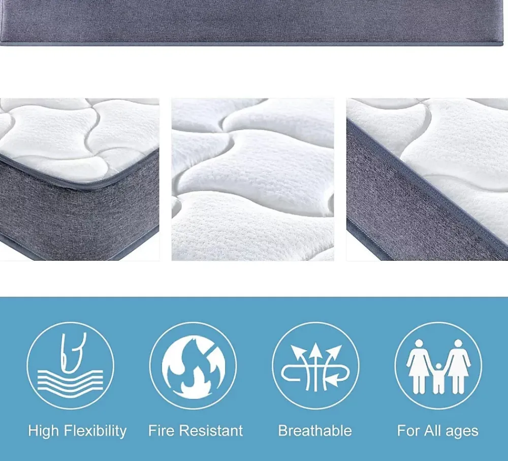 Teeno Matelas à ressorts 140 x 200 cm, 20 cm d'épaisseur, 7 zones ergonomiques* Matelas