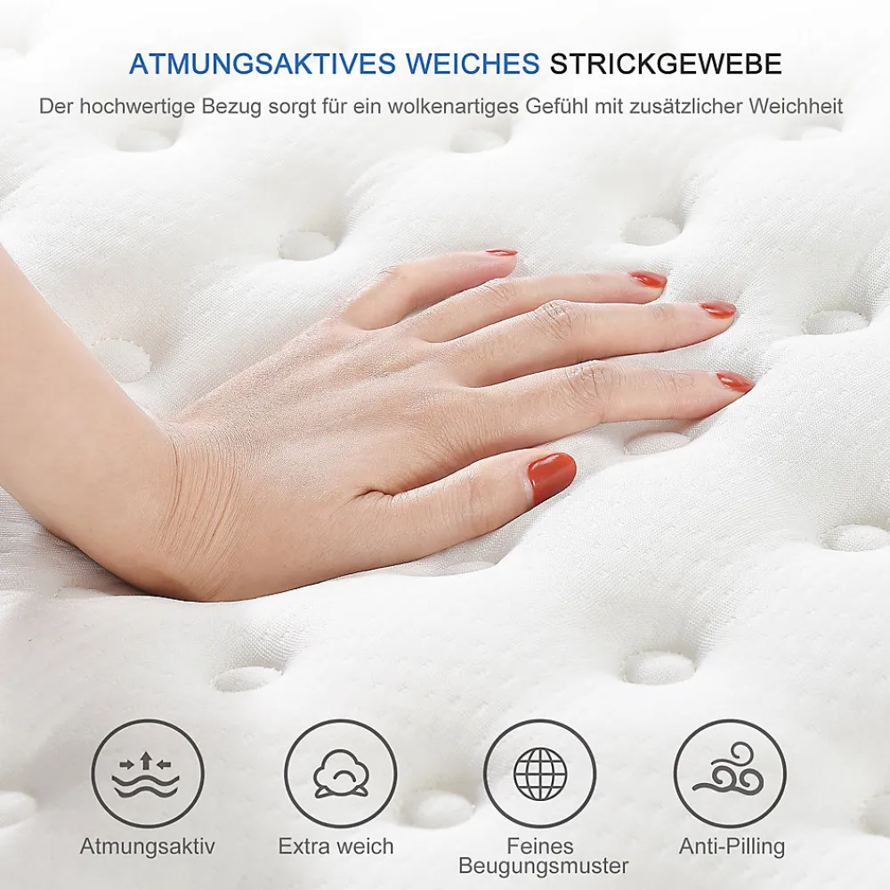ProximaX Matelas 140 x 190 cm ressorts ensachés et surmatelas intégré ép.25cm* Matelas