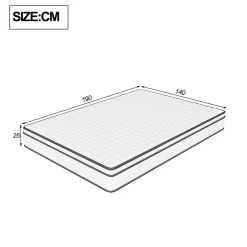 ProximaX Matelas 140 x 190 cm ressorts ensachés et surmatelas intégré ép.25cm* Matelas