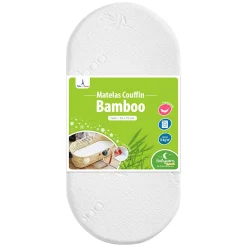 Babysom Matelas de Couffin Bamboo - 72x32x4 cm - Landau - Nacelle - Berceau - Viscose au toucher Ultra Doux - Forme Ovale - Déhoussable* Matelas