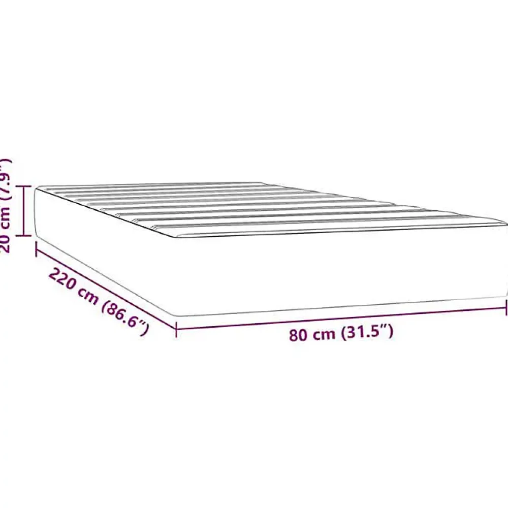 Vidaxl Matelas de lit à ressorts ensachés fermeté moyenne 80x220x20 cm velours* Matelas