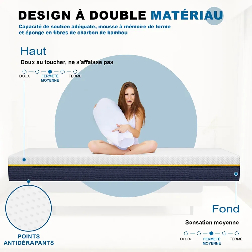 Teeno Matelas en mousse à mémoire de forme 90 x 190 cm , épaisseur 21 cm* Matelas