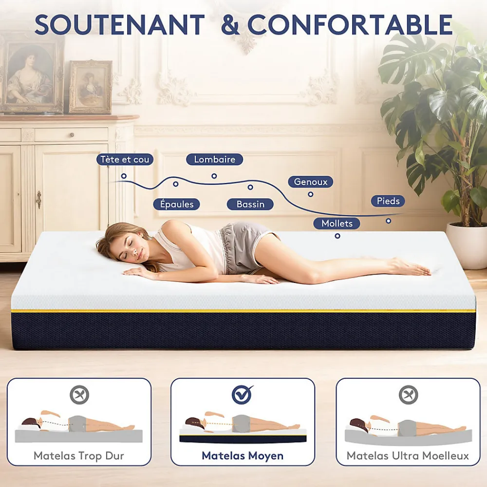 Matelas en mousse à mémoire de forme 140 x200 cm , épaisseur 21 cm>Teeno Discount