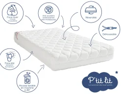 Matelas Enfant/Bébé Parfait - 2 Faces : Respirant l'Été / Douillet l'Hiver - Déhoussable - Anti Acarien><noscript><img width=
