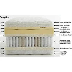 Essenzia Matelas EXCEPTION 1000 90x190 Ressorts* Matelas