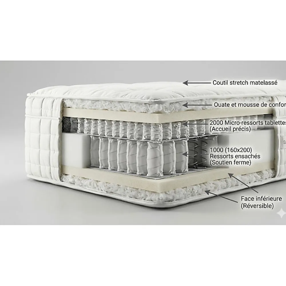 Essenzia Matelas GRAND PALAIS 3000 140x200 Ressorts* Matelas