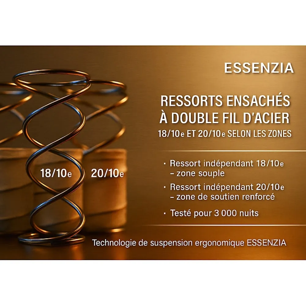 Essenzia Matelas SPRING 600 SLIM 17 cm 110x220 Ressorts* Matelas