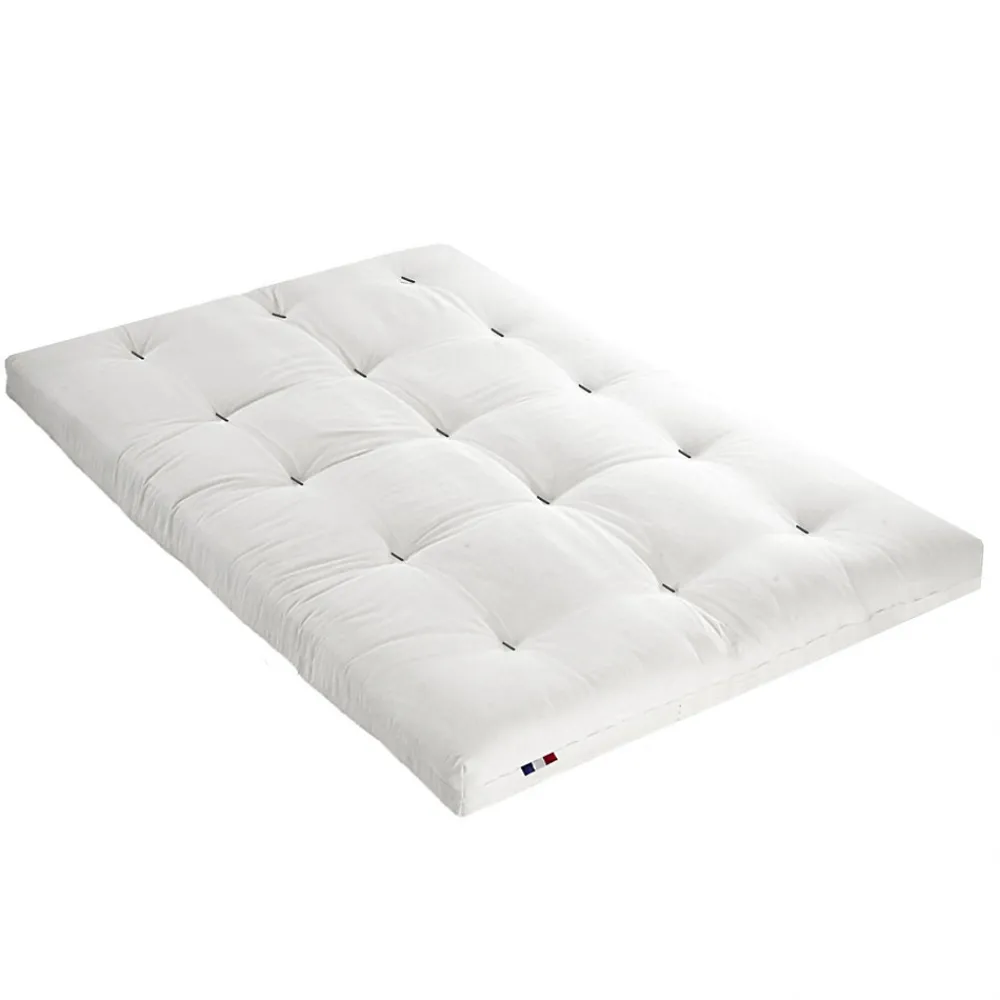 Matelas futon coton et fibres écru 160x200>