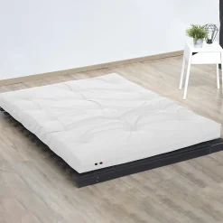 Matelas futon coton et fibres écru 160x200><noscript><img width=