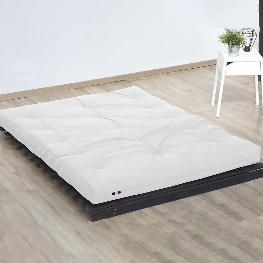 Matelas futon coton et fibres écru 160x200>