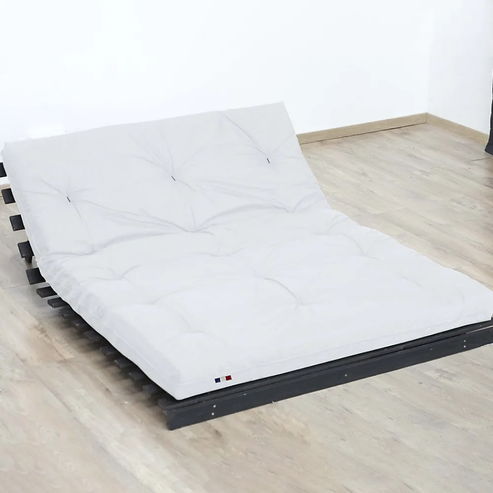 Matelas futon coton et fibres écru 160x200>
