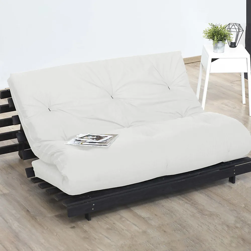 Matelas futon coton et fibres écru 160x200>