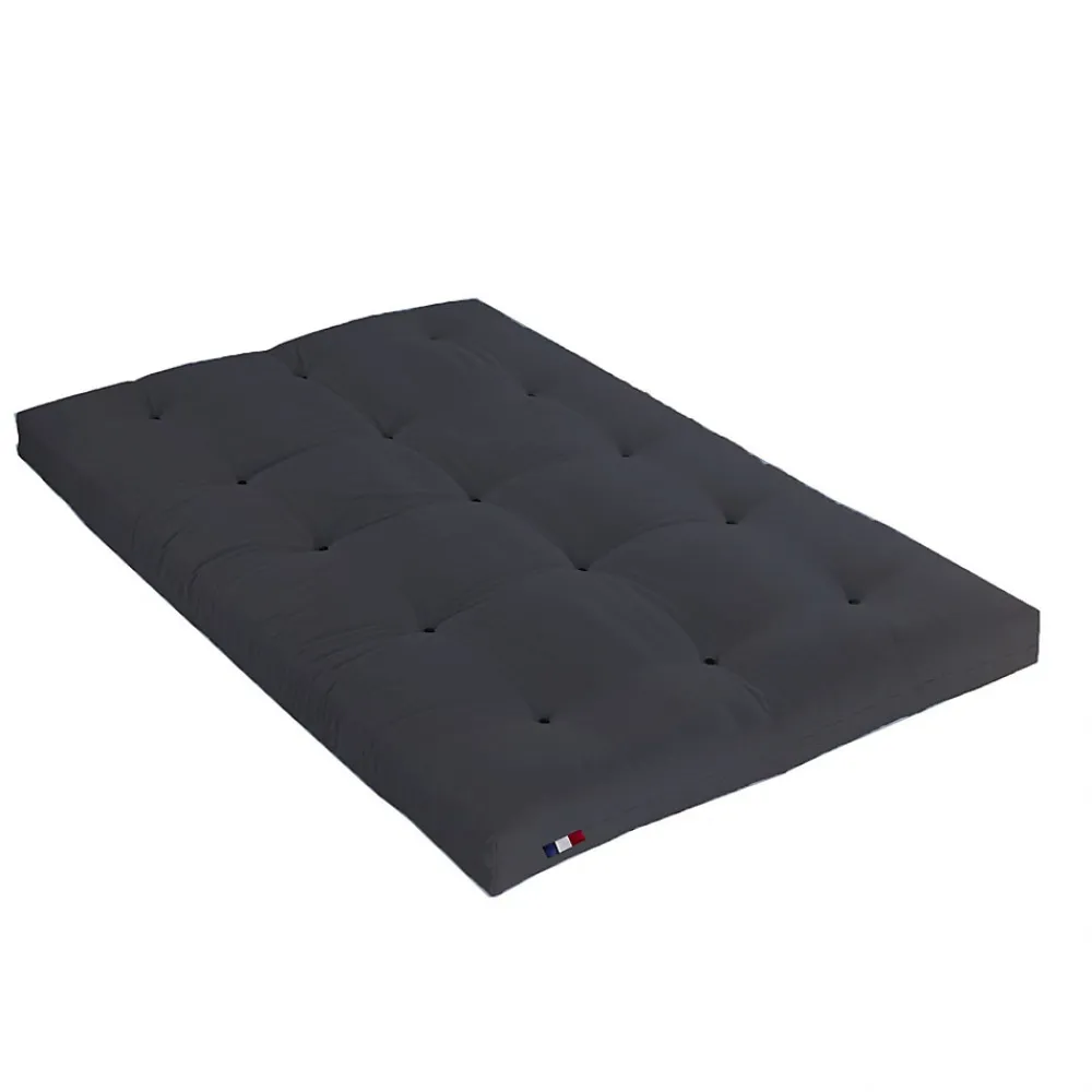 Matelas futon latex et fibres gris anthracite 140x190>Idliterie Discount