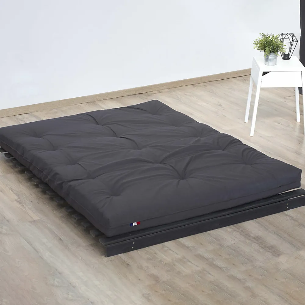 Matelas futon latex et fibres gris anthracite 140x190>Idliterie Discount