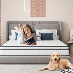 ProximaX Matelas hybride à ressorts ensachés 200x90x25 cm, Indépendance de couchage, soutien ergonomique, tissu respirant 3D, Blanc et gris* Matelas