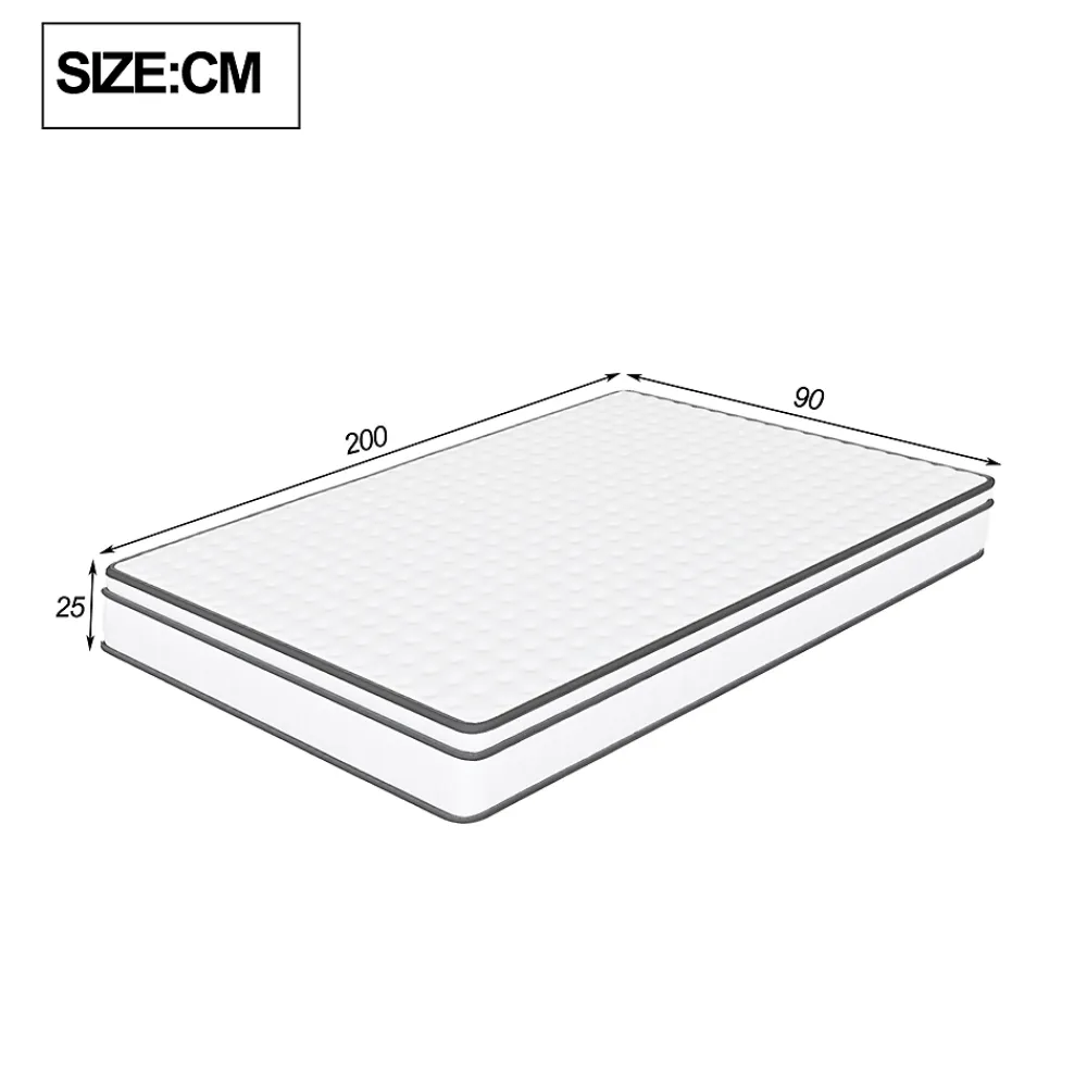 ProximaX Matelas hybride à ressorts ensachés 200x90x25 cm, Indépendance de couchage, soutien ergonomique, tissu respirant 3D, Blanc et gris* Matelas