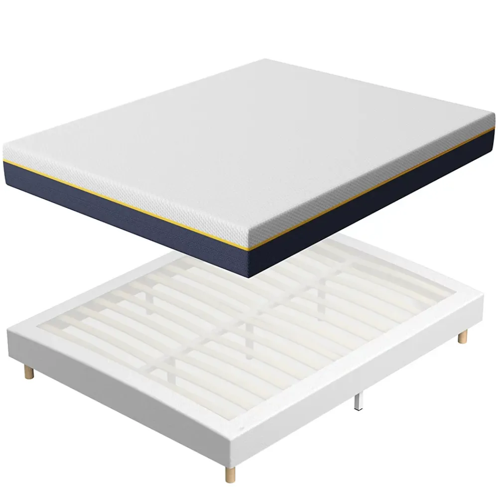 Teeno Matelas Mousse à Mémoire 140x200 cm + Sommier Tapissier, Épaisseur 17 cm* Ensemble Sommier Et Matelas